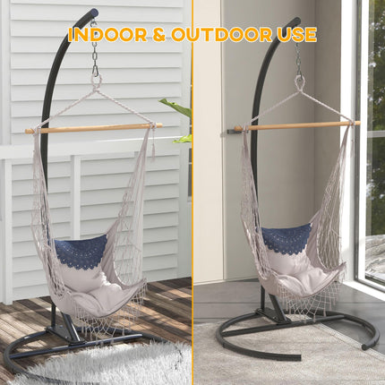 Hanging Hammock Chair Stand with Round Base, C Hanging Swing Stand Frame for Swing/Egg/Hammock Chair, Indoor & Outdoor, Heavy Duty 330 lbs, Black