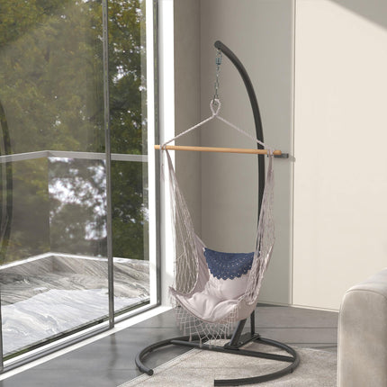 Hanging Hammock Chair Stand with Round Base, C Hanging Swing Stand Frame for Swing/Egg/Hammock Chair, Indoor & Outdoor, Heavy Duty 330 lbs, Black