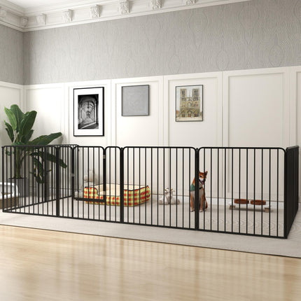 Heavy Duty 8-Panel Dog Pen 80cm Height for Small & Medium Dogs - Black