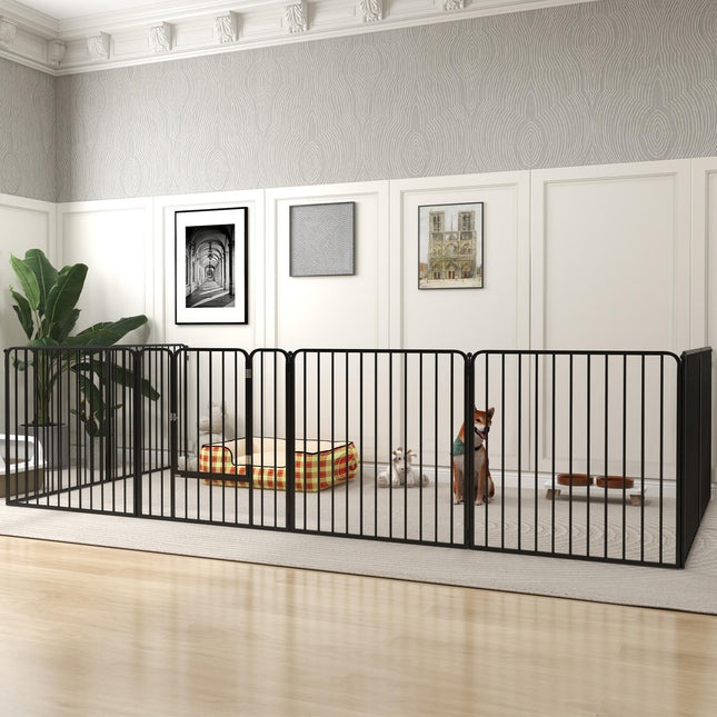 Heavy Duty 8-Panel Dog Pen 80cm Height for Small & Medium Dogs - Black