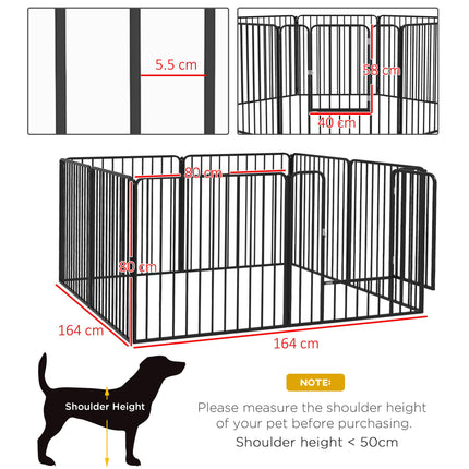 Heavy Duty 8-Panel Dog Pen 80cm Height for Small & Medium Dogs - Black