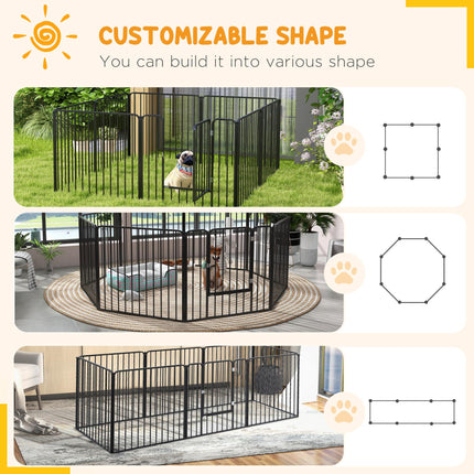 Heavy Duty 8-Panel Dog Pen 80cm Height for Small & Medium Dogs - Black