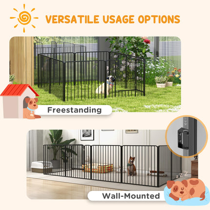 Heavy Duty 8-Panel Dog Pen 80cm Height for Small & Medium Dogs - Black