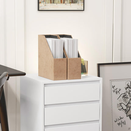 Four-Drawer Office Filing Cabinet with Wheels - White