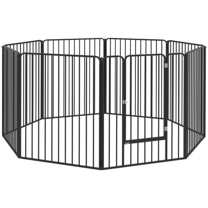 Heavy Duty 8-Panel Dog Pen 100cm Height Indoor Outdoor Playpen for Small to Large Dogs - Black