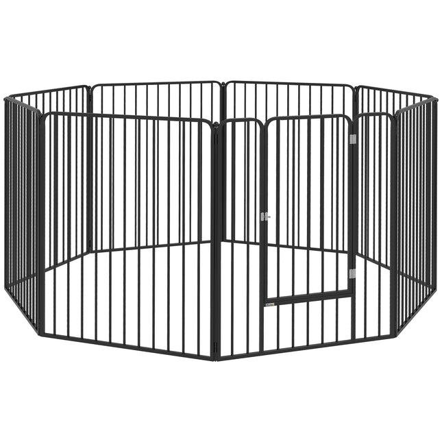 Heavy Duty 8-Panel Dog Pen 100cm Height Indoor Outdoor Playpen for Small to Large Dogs - Black