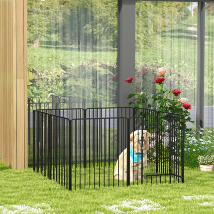 Heavy Duty 8-Panel Dog Pen 100cm Height Indoor Outdoor Playpen for Small to Large Dogs - Black