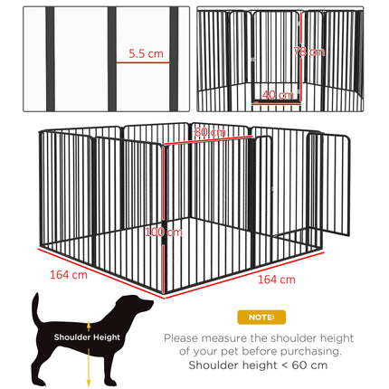 Heavy Duty 8-Panel Dog Pen 100cm Height Indoor Outdoor Playpen for Small to Large Dogs - Black