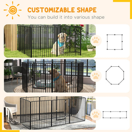 Heavy Duty 8-Panel Dog Pen 100cm Height Indoor Outdoor Playpen for Small to Large Dogs - Black