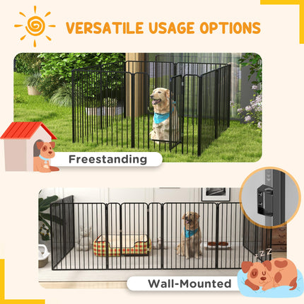 Heavy Duty 8-Panel Dog Pen 100cm Height Indoor Outdoor Playpen for Small to Large Dogs - Black