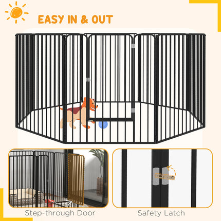 Heavy Duty 8-Panel Dog Pen 100cm Height Indoor Outdoor Playpen for Small to Large Dogs - Black