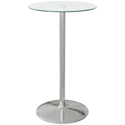 High Top Bistro Table for 2 with Tempered Glass Top and Steel Base - Clear