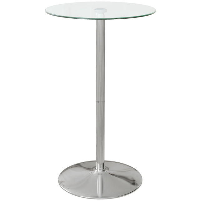 High Top Bistro Table for 2 with Tempered Glass Top and Steel Base - Clear