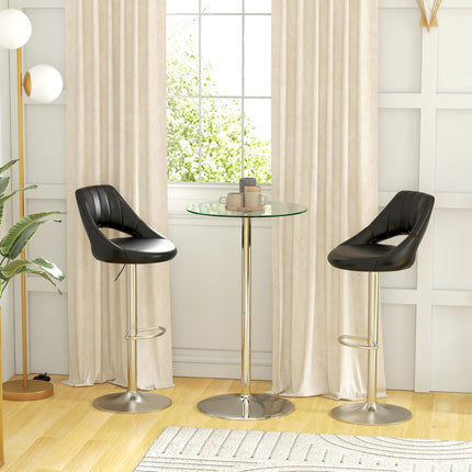 High Top Bistro Table for 2 with Tempered Glass Top and Steel Base - Clear