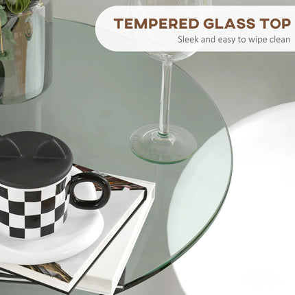 High Top Bistro Table for 2 with Tempered Glass Top and Steel Base - Clear