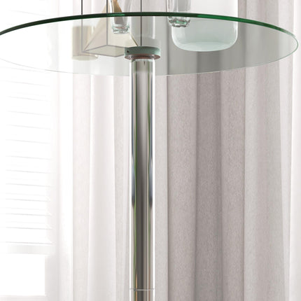 High Top Bistro Table for 2 with Tempered Glass Top and Steel Base - Clear