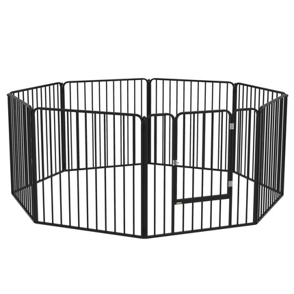 Heavy Duty 8-Panel Dog Pen 60cm High Small Dog Playpen Indoor Outdoor - Black