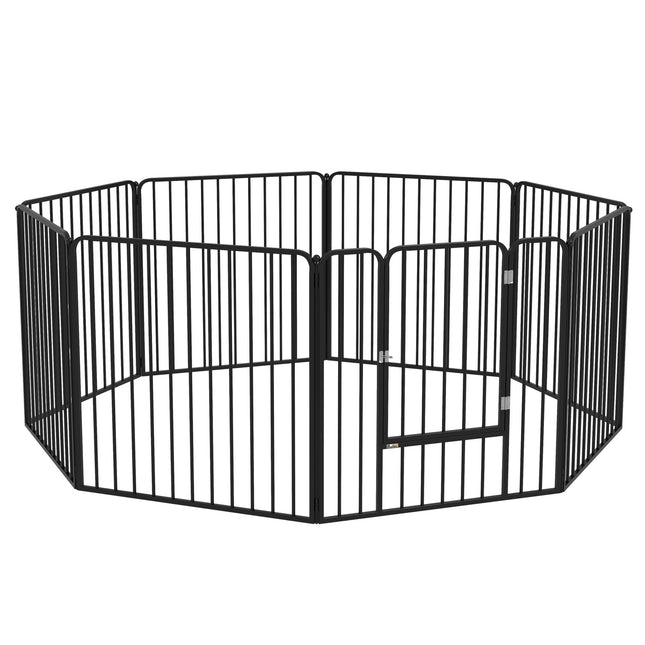 Heavy Duty 8-Panel Dog Pen 60cm High Small Dog Playpen Indoor Outdoor - Black
