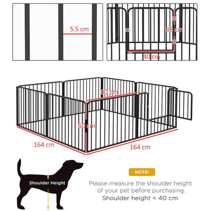 Heavy Duty 8-Panel Dog Pen 60cm High Small Dog Playpen Indoor Outdoor - Black