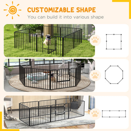 Heavy Duty 8-Panel Dog Pen 60cm High Small Dog Playpen Indoor Outdoor - Black