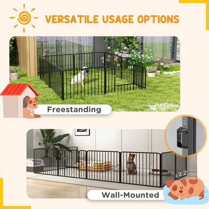 Heavy Duty 8-Panel Dog Pen 60cm High Small Dog Playpen Indoor Outdoor - Black