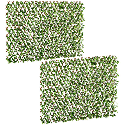 Set of 2 Expandable Faux Privacy Fence Panels with Artificial Eucalyptus Leaves 4m² Coverage - Green