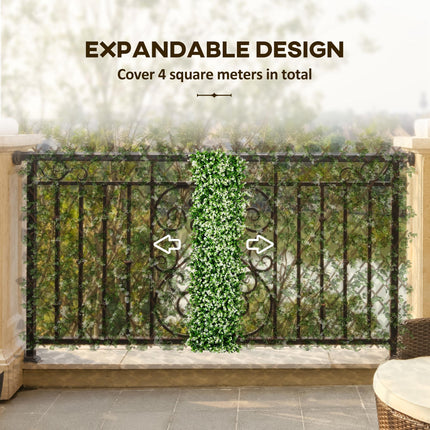 Set of 2 Expandable Faux Privacy Fence Panels with Artificial Eucalyptus Leaves 4m² Coverage - Green