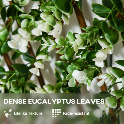 Set of 2 Expandable Faux Privacy Fence Panels with Artificial Eucalyptus Leaves 4m² Coverage - Green