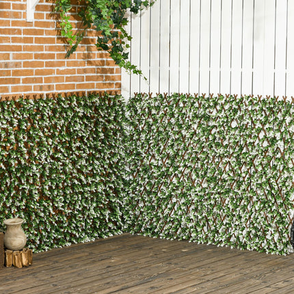 Set of 2 Expandable Faux Privacy Fence Panels with Artificial Eucalyptus Leaves 4m² Coverage - Green