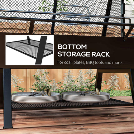 3-in-1 Charcoal Barbecue Grill with Rotisserie and Fire Pit - Black