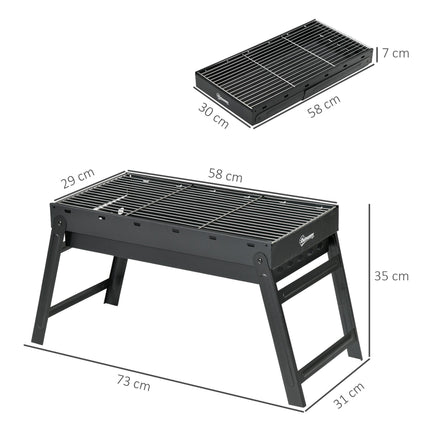 Foldable Charcoal Grill - Black