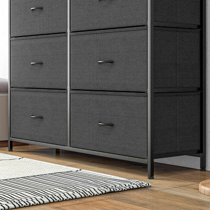 10 Drawer Bedroom Chest with Foldable Fabric Drawers and Steel Frame - Black