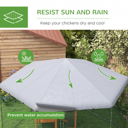 4 x 3.5 x 2.6m Outdoor Chicken Coop for 10-15 Chickens, Hens, Rabbits & Ducks - Silver Tone