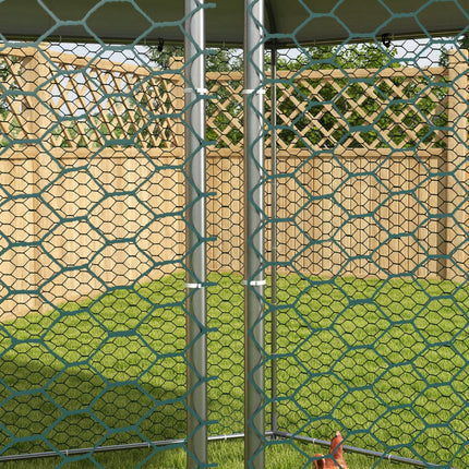 4 x 3.5 x 2.6m Outdoor Chicken Coop for 10-15 Chickens, Hens, Rabbits & Ducks - Silver Tone