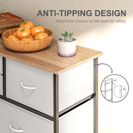10 Drawer Bedroom Chest of Drawers with Foldable Fabric Drawers and Steel Frame - Multicolour