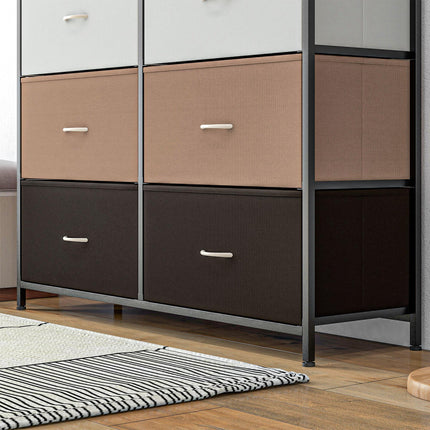 10 Drawer Bedroom Chest of Drawers with Foldable Fabric Drawers and Steel Frame - Multicolour