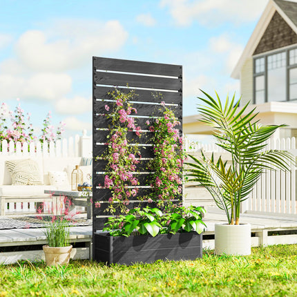 Raised Bed for Garden, Planter with Trellis for Climbing Plants, Vines, Planter