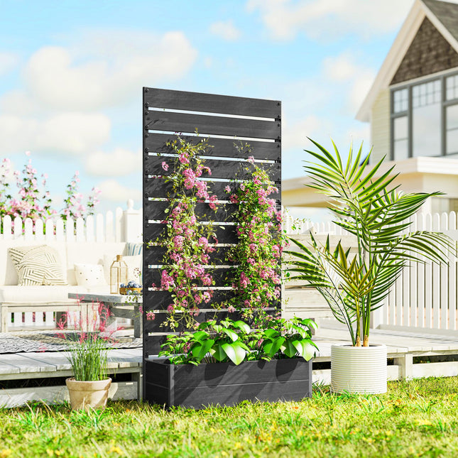 Raised Bed for Garden, Planter with Trellis for Climbing Plants, Vines, Planter