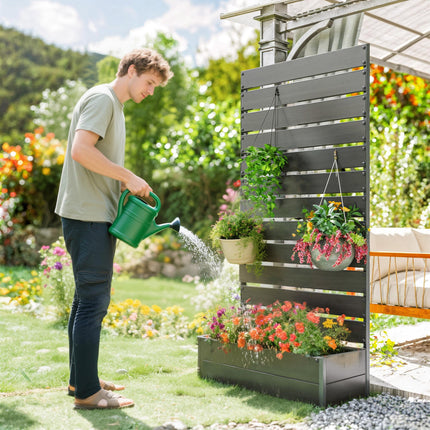 Raised Bed for Garden, Planter with Trellis for Climbing Plants, Vines, Planter