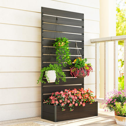 Raised Bed for Garden, Planter with Trellis for Climbing Plants, Vines, Planter