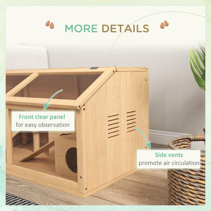 Wooden Hamster Cage with Suspension Bridge, Hut & Openable Top 85x45x44cm - Nature