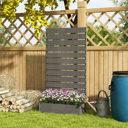 Raised Garden Bed with Trellis for Climbing Plants and Drainage Gap - Dark Grey