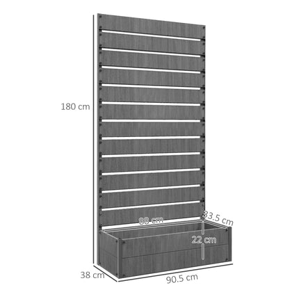 Raised Garden Bed with Trellis for Climbing Plants and Drainage Gap - Dark Grey