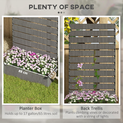 Raised Garden Bed with Trellis for Climbing Plants and Drainage Gap - Dark Grey