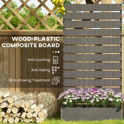 Raised Garden Bed with Trellis for Climbing Plants and Drainage Gap - Dark Grey