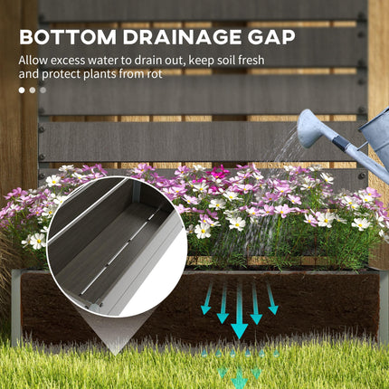 Raised Garden Bed with Trellis for Climbing Plants and Drainage Gap - Dark Grey
