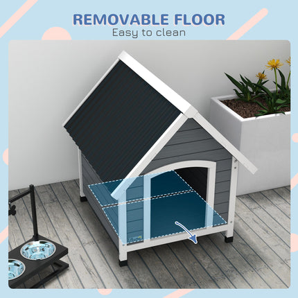 Outdoor Dog Kennel, Wooden Dog House, with Removable Floor, Anti-Corrosion Wood,