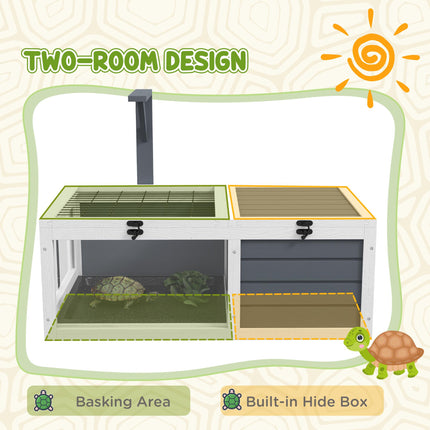 Wooden Tortoise Table with Lamp Holder, Openable Lids & Pull-Out Trays - Grey