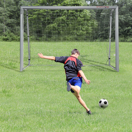 8ft x 5ft Football Goal with Net and Ground Stakes - Grey
