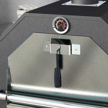 3 Tier Outdoor Pizza Oven and BBQ Grill with Charcoal Tray - Black